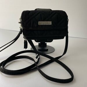 Vera Bradley Black Quilted Wallet Crossbody Wristlet Phone Purse